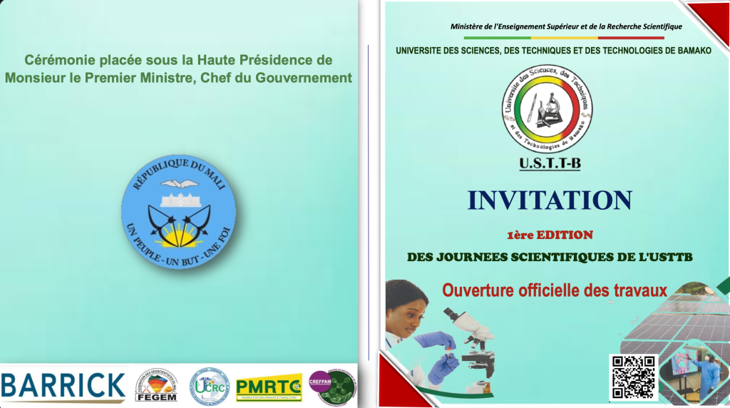 Invitation 1ère EDITION DES JOURNEES SCIENTIFIQUE DE L&rsquo;USTTB
